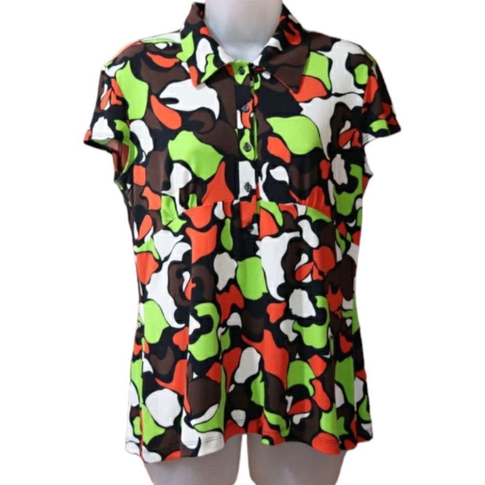 Cocoma Bright Colorful Retro Groovy 90s Y2K Print Cap Sleeve Top Medium